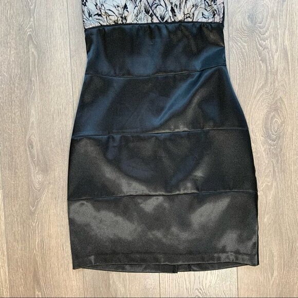 Women’s City Studio Halter Satin Lace Mini Dress Vintage Y2K 2000s Black - Picture 12 of 15